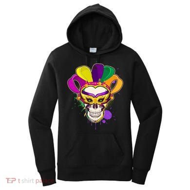 Festive Mardi Gras Skull  Women's Hoodie