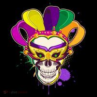 Festive Mardi Gras Skull  Women's Hoodie thumb 2
