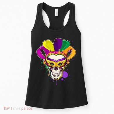 Festive Mardi Gras Skull  Women's Tank Top