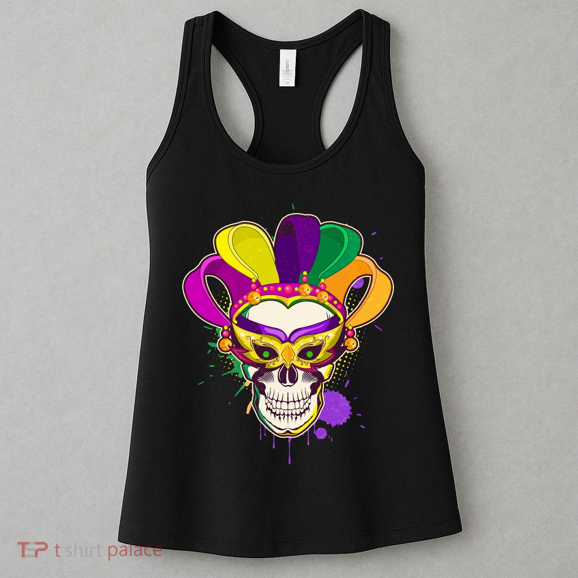 Festive Mardi Gras Skull  Women's Tank Top