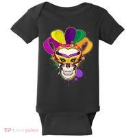 Festive Mardi Gras Skull  Baby Bodysuit thumb 0