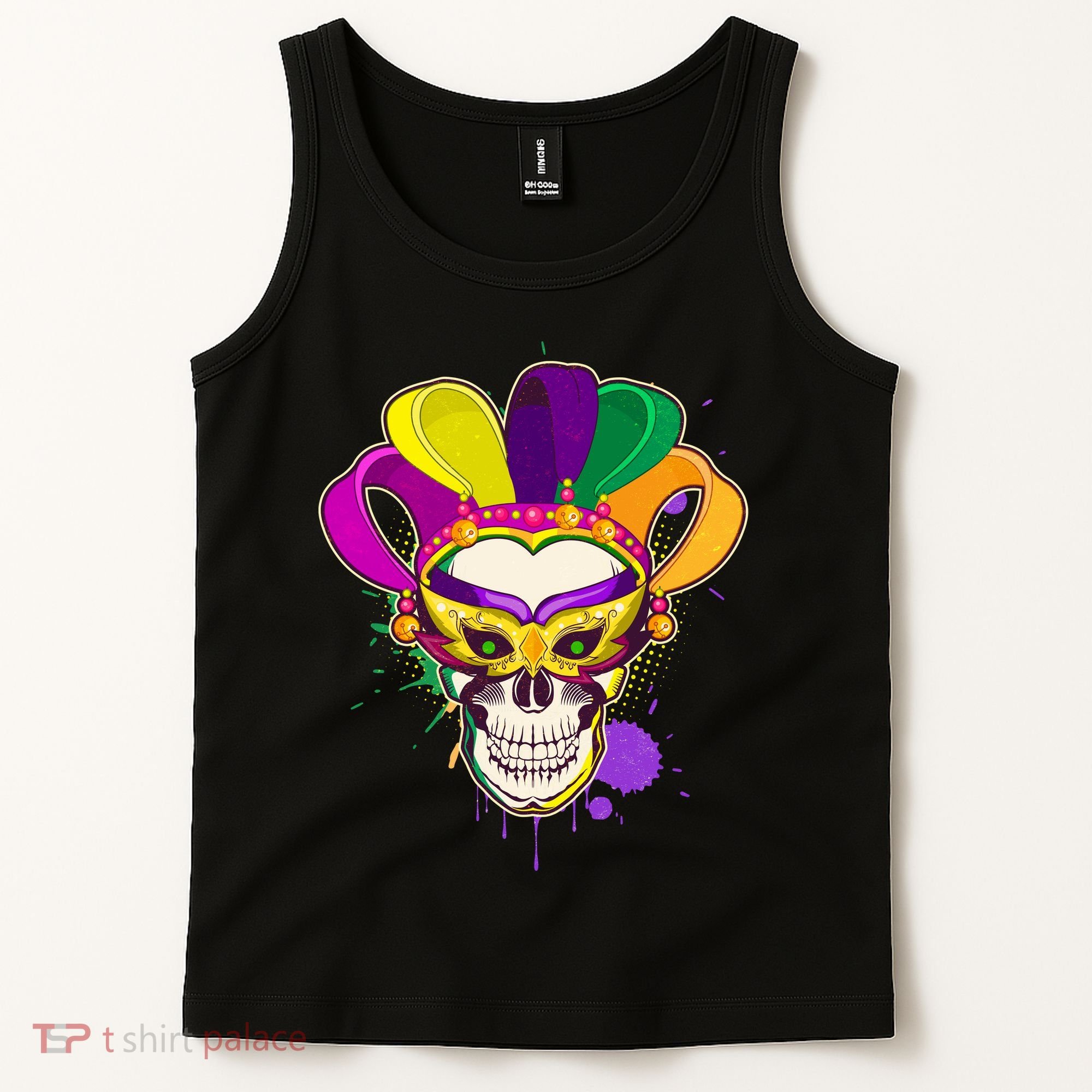 Festive Mardi Gras Skull  Tank Top