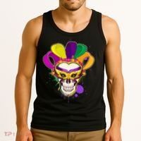 Festive Mardi Gras Skull  Tank Top thumb 3