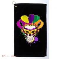 Festive Mardi Gras Skull  Golf Towel thumb 0