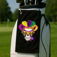 Festive Mardi Gras Skull  Golf Towel thumb 2