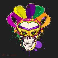 Festive Mardi Gras Skull  Golf Towel thumb 3