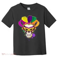 Festive Mardi Gras Skull  Toddler T-Shirt thumb 0