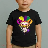 Festive Mardi Gras Skull  Toddler T-Shirt thumb 2