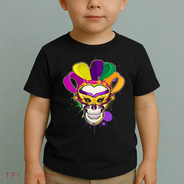 Festive Mardi Gras Skull  Toddler T-Shirt
