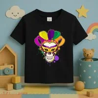 Festive Mardi Gras Skull  Toddler T-Shirt thumb 3