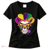 Festive Mardi Gras Skull  Women's T-Shirt thumb 0