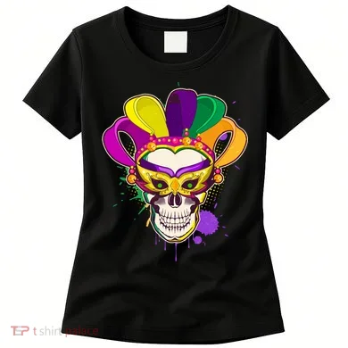 Festive Mardi Gras Skull  Women's T-Shirt