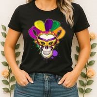 Festive Mardi Gras Skull  Women's T-Shirt thumb 2