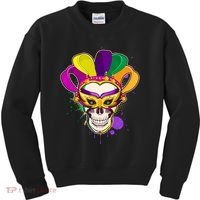Festive Mardi Gras Skull  Kids Sweatshirt thumb 0
