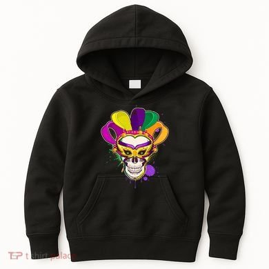 Festive Mardi Gras Skull  Kids Hoodie