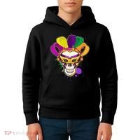 Festive Mardi Gras Skull  Kids Hoodie thumb 4