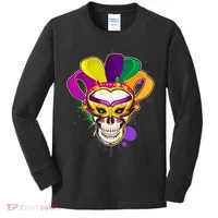 Festive Mardi Gras Skull  Kids Long Sleeve Shirt thumb 0