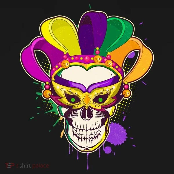 Festive Mardi Gras Skull  Kids Long Sleeve Shirt