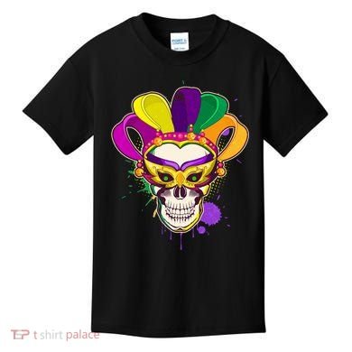 Festive Mardi Gras Skull  Kids T-Shirt