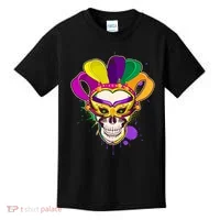 Festive Mardi Gras Skull  Kids T-Shirt thumb 0