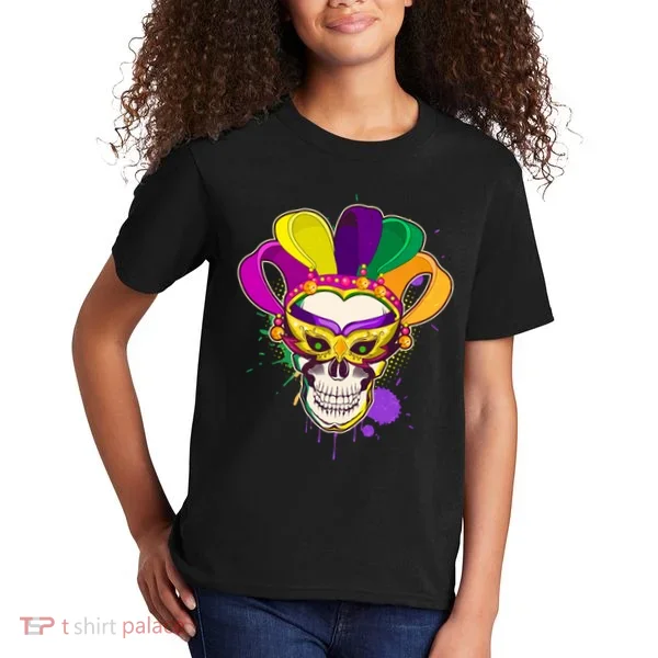 Festive Mardi Gras Skull  Kids T-Shirt