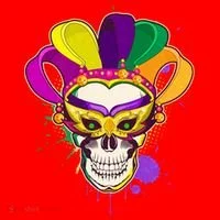 Festive Mardi Gras Skull  Santa Hat thumb 1