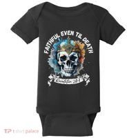 Faithful Even To Death – Revelation 210 11 Skull Baby Bodysuit thumb 0