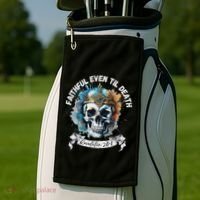 Faithful Even To Death – Revelation 210 11 Skull Golf Towel thumb 2
