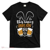 Funny Easter This Bunny Hops On Beer T-Shirt thumb 0