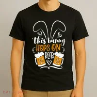 Funny Easter This Bunny Hops On Beer T-Shirt thumb 3