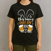 Funny Easter This Bunny Hops On Beer T-Shirt thumb 4