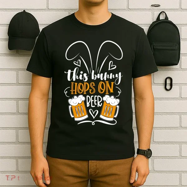 Funny Easter This Bunny Hops On Beer T-Shirt