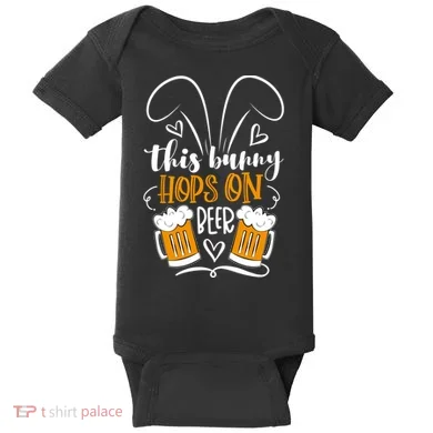 Funny Easter This Bunny Hops On Beer Baby Bodysuit
