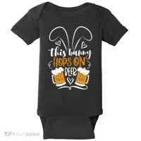 Funny Easter This Bunny Hops On Beer Baby Bodysuit thumb 0