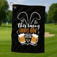 Funny Easter This Bunny Hops On Beer Golf Towel thumb 1