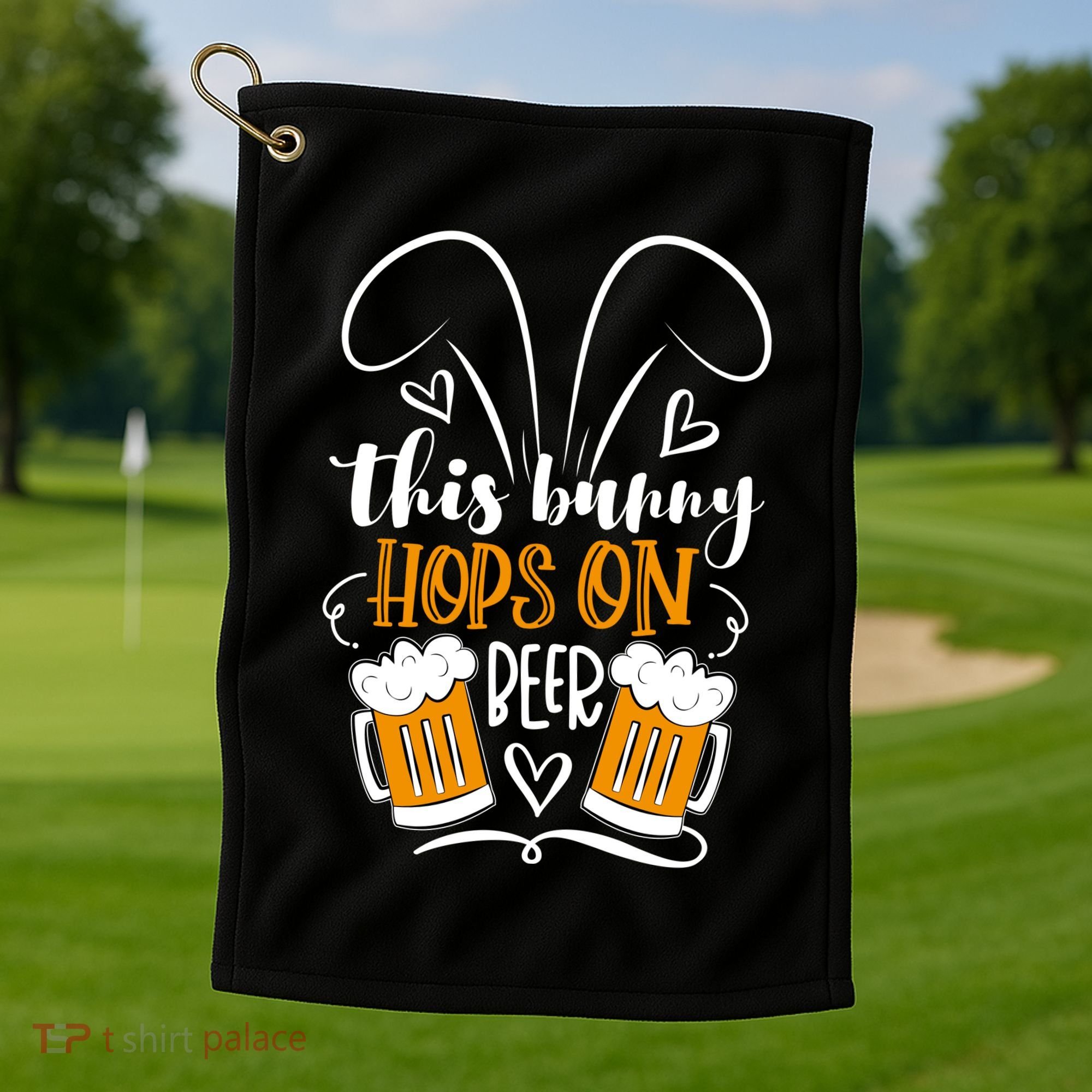 Funny Easter This Bunny Hops On Beer Golf Towel