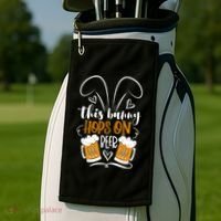 Funny Easter This Bunny Hops On Beer Golf Towel thumb 2