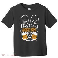 Funny Easter This Bunny Hops On Beer Toddler T-Shirt thumb 0