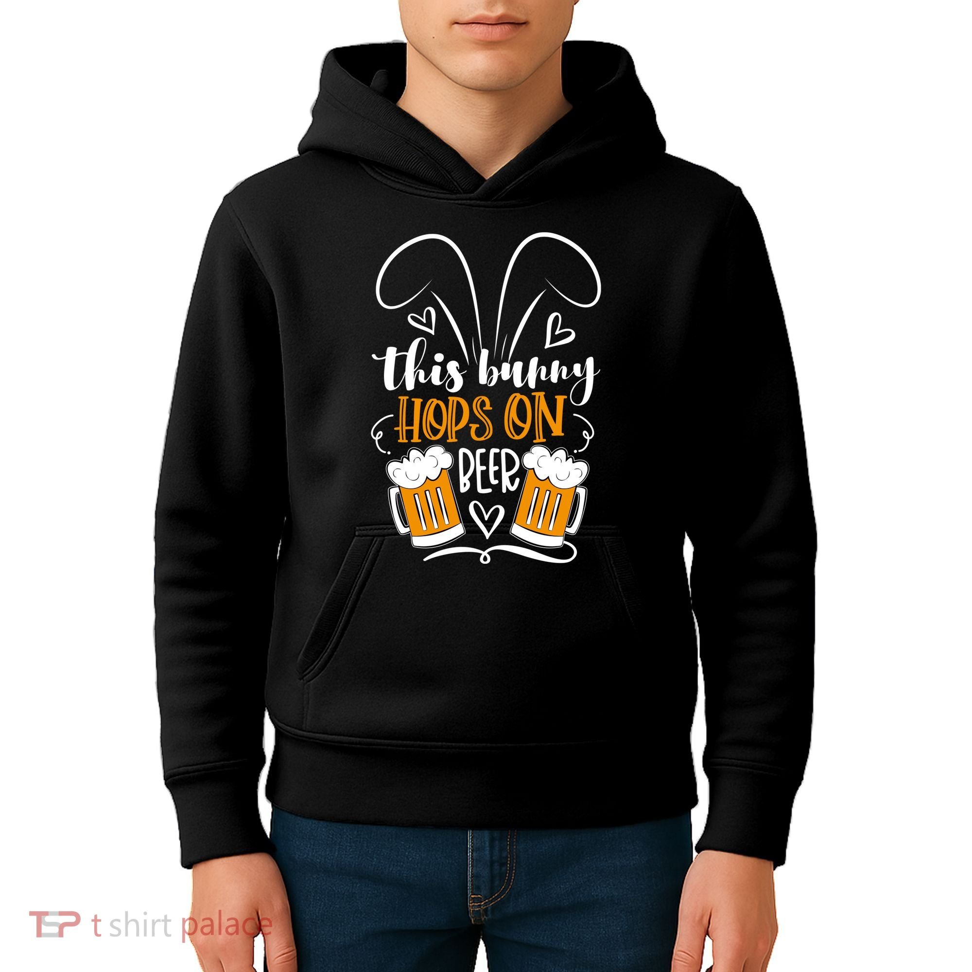Funny Easter This Bunny Hops On Beer Kids Hoodie