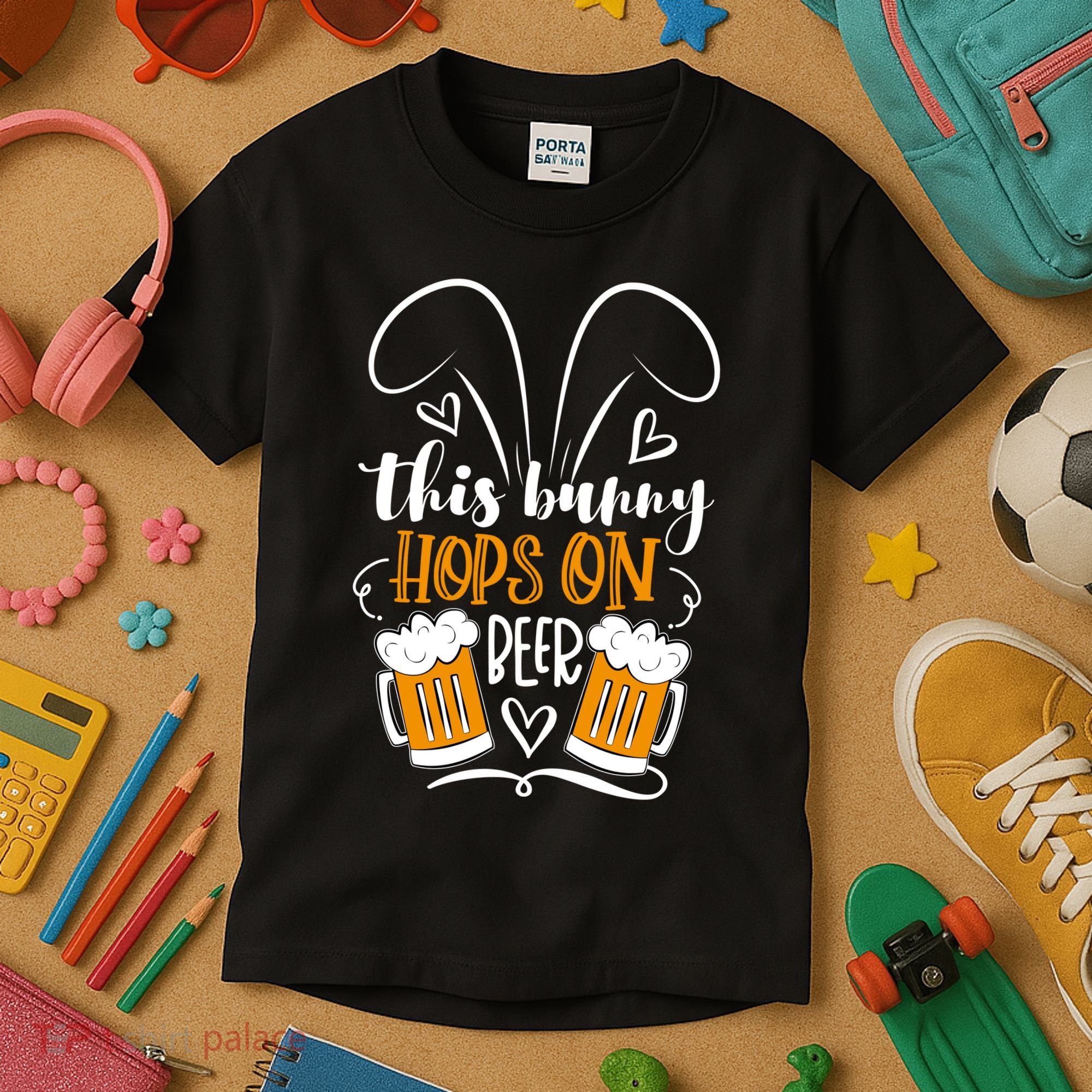 Funny Easter This Bunny Hops On Beer Kids T-Shirt