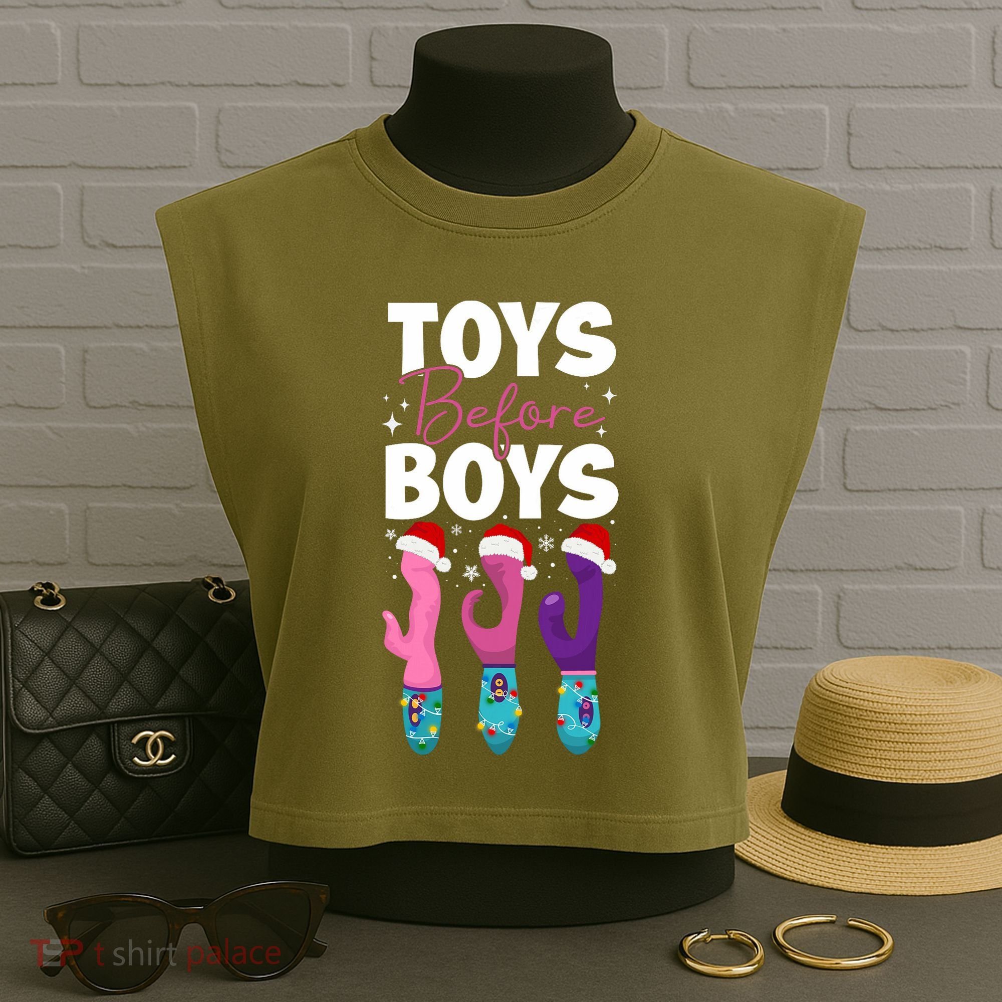 Funny Embarrassing Toys Before Boy Fun Adult Humour Garment-Dyed Women's Muscle Tee