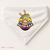 Funny EasterRRR TRex Dinosaur USA-Made Doggie Bandana thumb 0