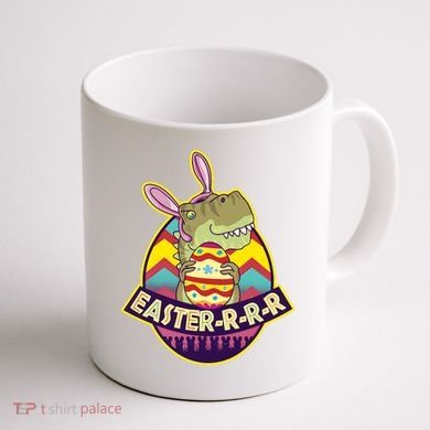 Funny EasterRRR TRex Dinosaur Coffee Mug back