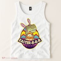 Funny EasterRRR TRex Dinosaur Tank Top thumb 2