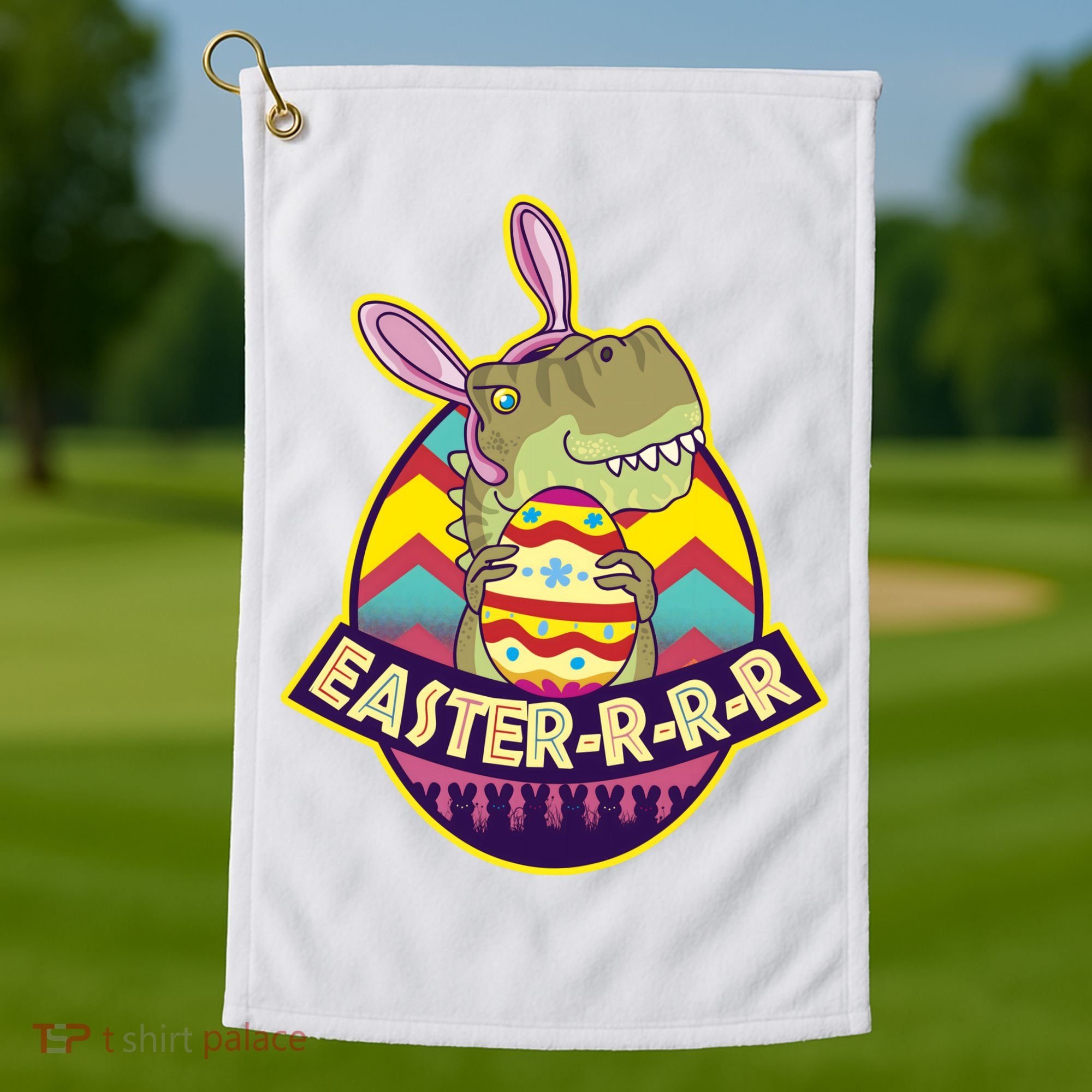 Funny EasterRRR TRex Dinosaur Golf Towel