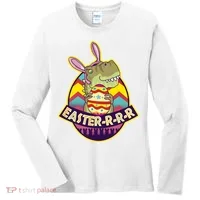 Funny EasterRRR TRex Dinosaur Women's Long Sleeve Shirt thumb 0