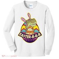 Funny EasterRRR TRex Dinosaur Kids Long Sleeve Shirt thumb 0
