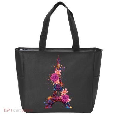 Floral Eiffel Tower Paris Bag