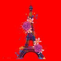 Floral Eiffel Tower Paris Santa Hat thumb 1