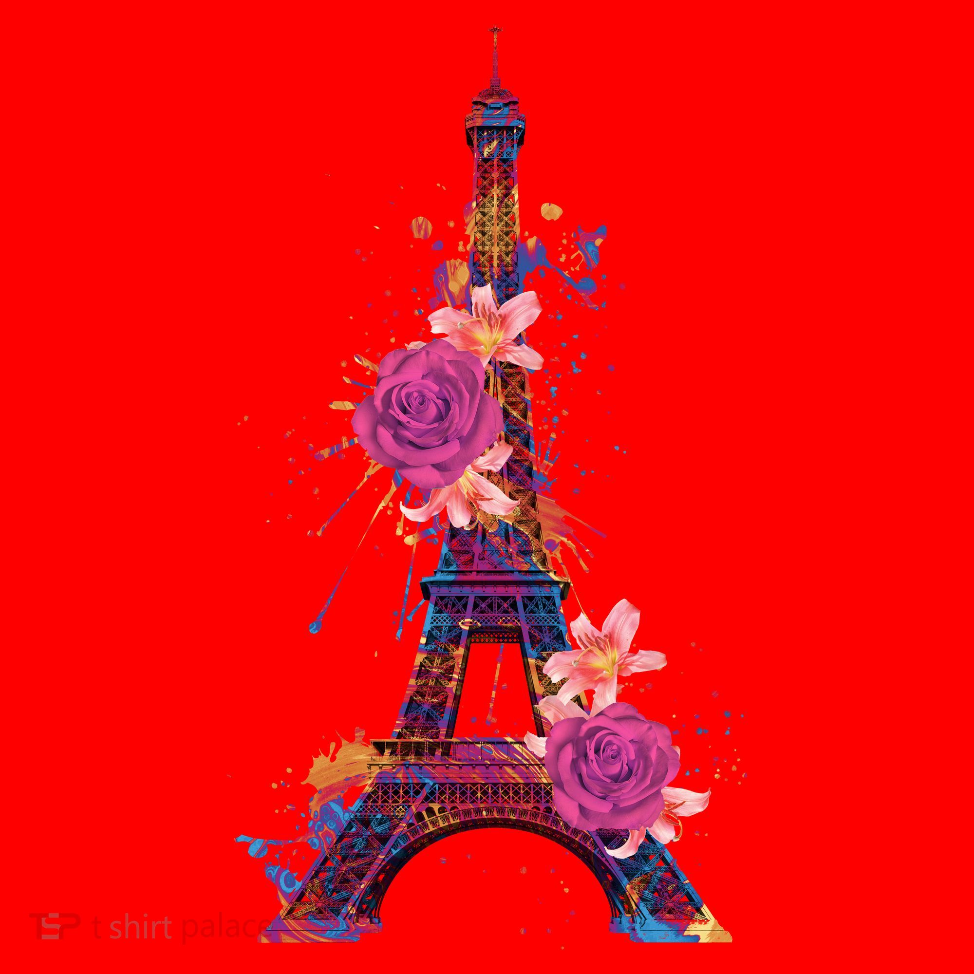 Floral Eiffel Tower Paris Santa Hat